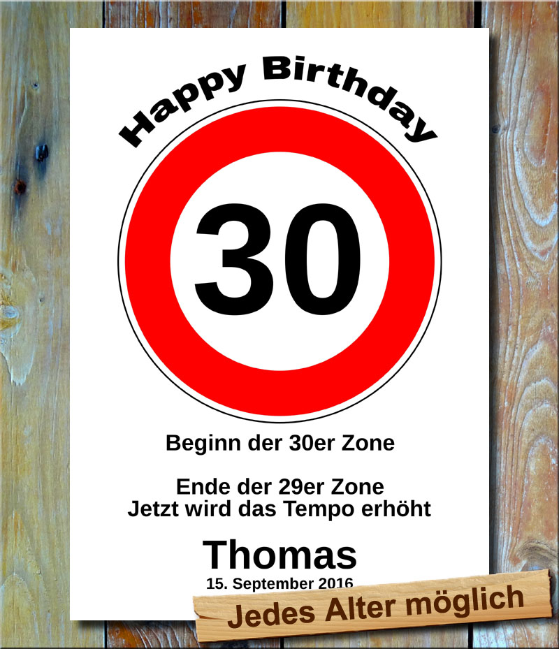 31++ Plakat spruch zum 30 geburtstag , Multivorlage.de Tolles TempolimitSchild als Geburtstagsgeschenk für jedes Alter